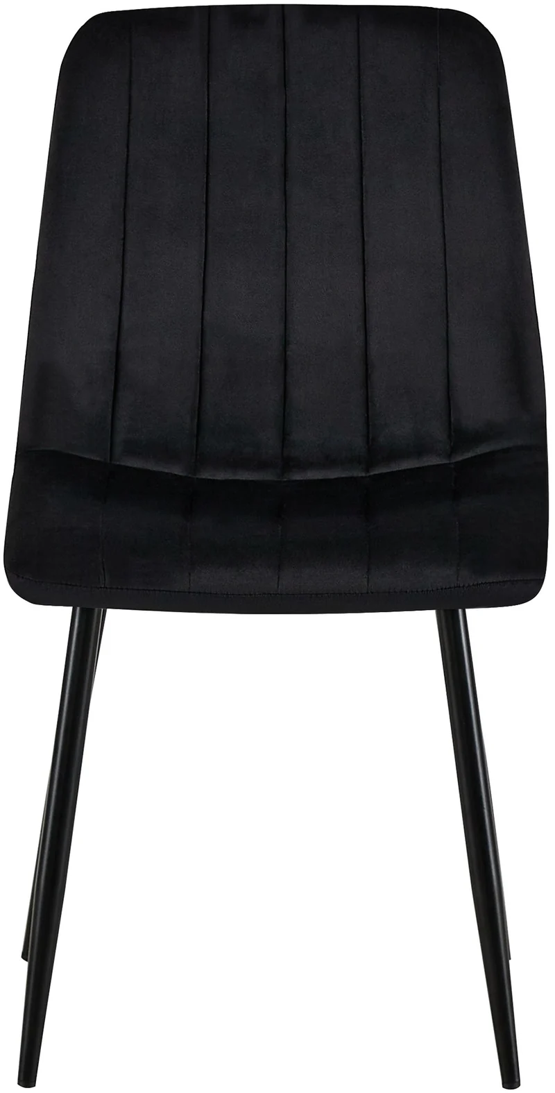 Chaise de salle à manger x1 coutures décoratives verticales assise en tissu velours noir pieds en métal noir 10_0002199