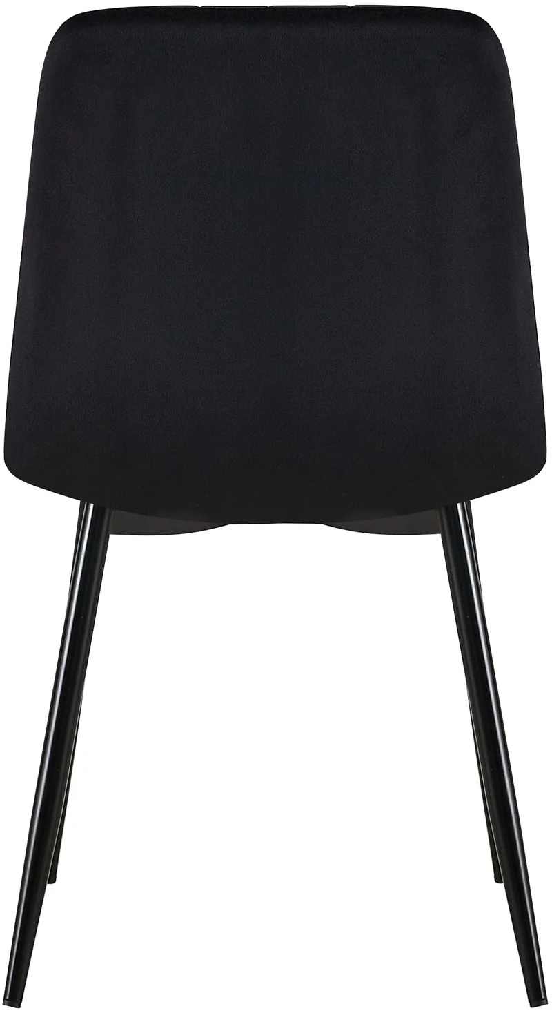 Chaise de salle à manger x1 coutures décoratives verticales assise en tissu velours noir pieds en métal noir 10_0002199