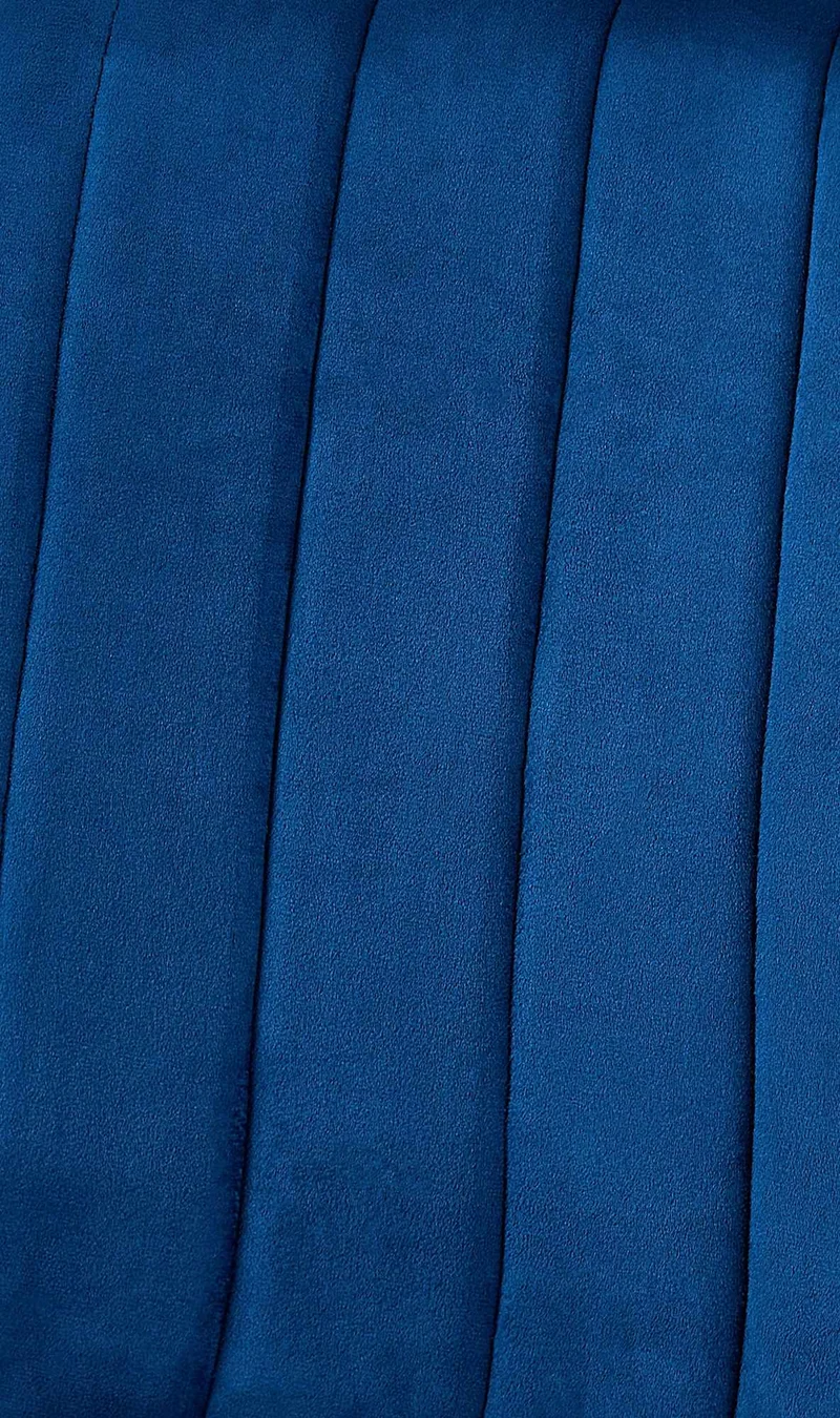 Chaise de salle à manger x1 coutures décoratives verticales assise en tissu velours bleu pieds en métal noir 10_0002198