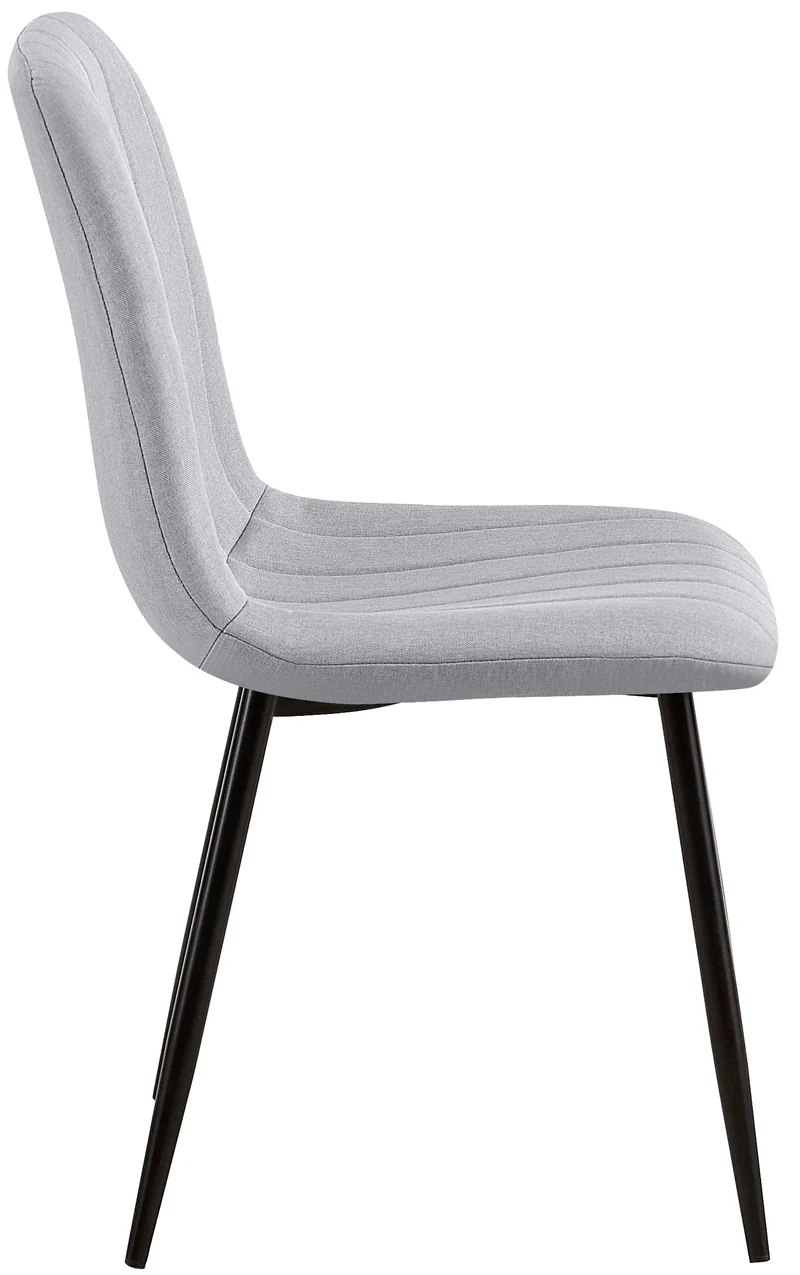Chaise de salle à manger x1 coutures décoratives verticales assise en tissu gris pieds en métal noir 10_0002208