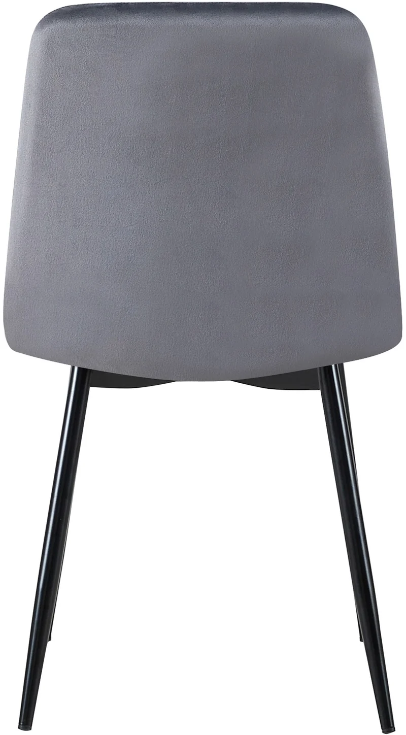 Chaise de salle à manger x1 coutures décoratives verticales assise en tissu velours gris foncé pieds en métal noir 10_0002206