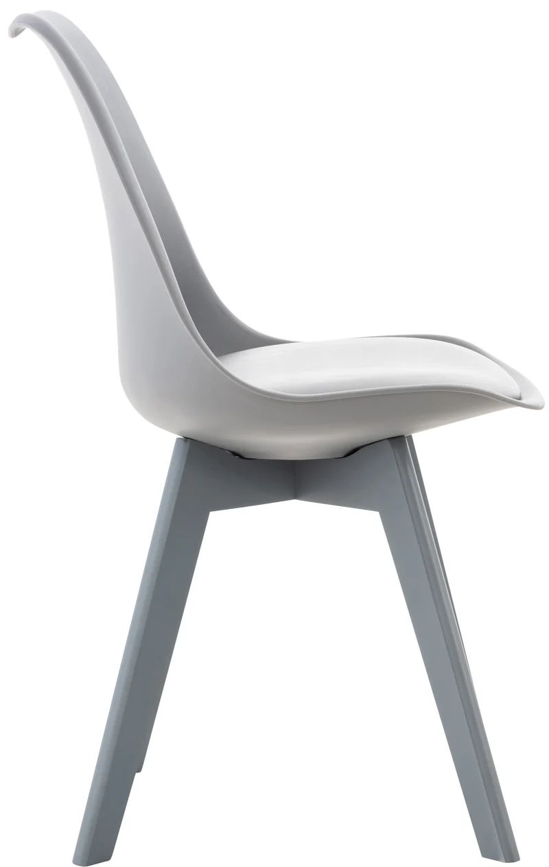 Chaise de salle à manger x1 design scandinave en plastique et PVCgris et pieds en bois gris 10_0002275