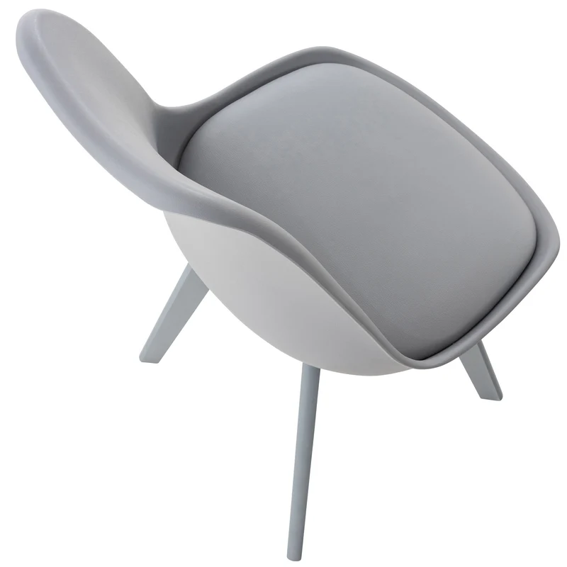 Chaise de salle à manger x1 design scandinave en plastique et PVCgris et pieds en bois gris 10_0002275