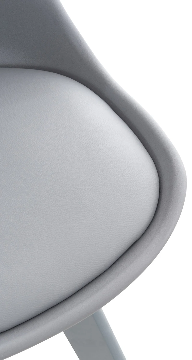 Chaise de salle à manger x1 design scandinave en plastique et PVCgris et pieds en bois gris 10_0002275
