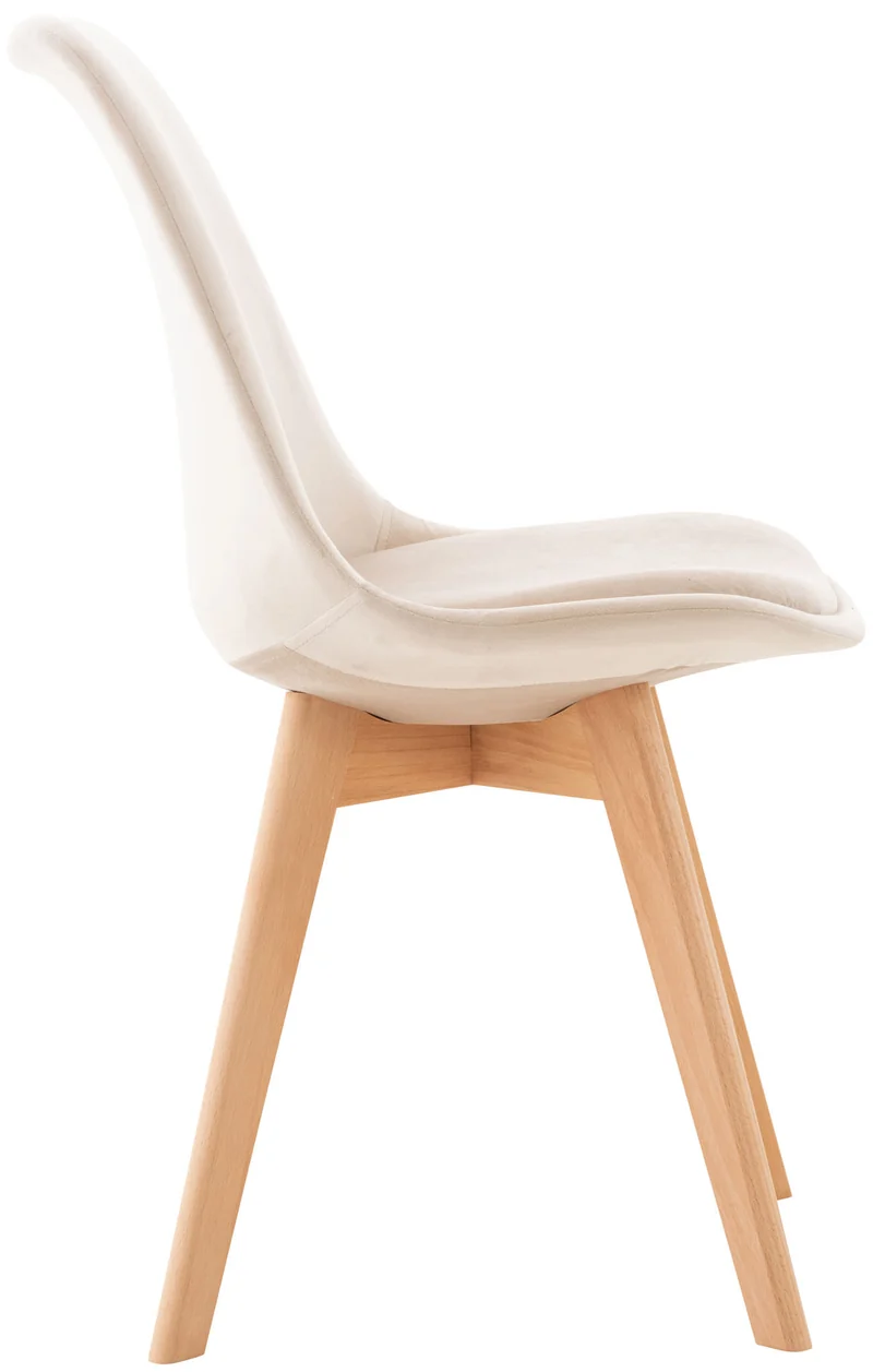 Chaise de salle à manger x1 design scandinave en velours beige et pieds en bois clair 10_0002280