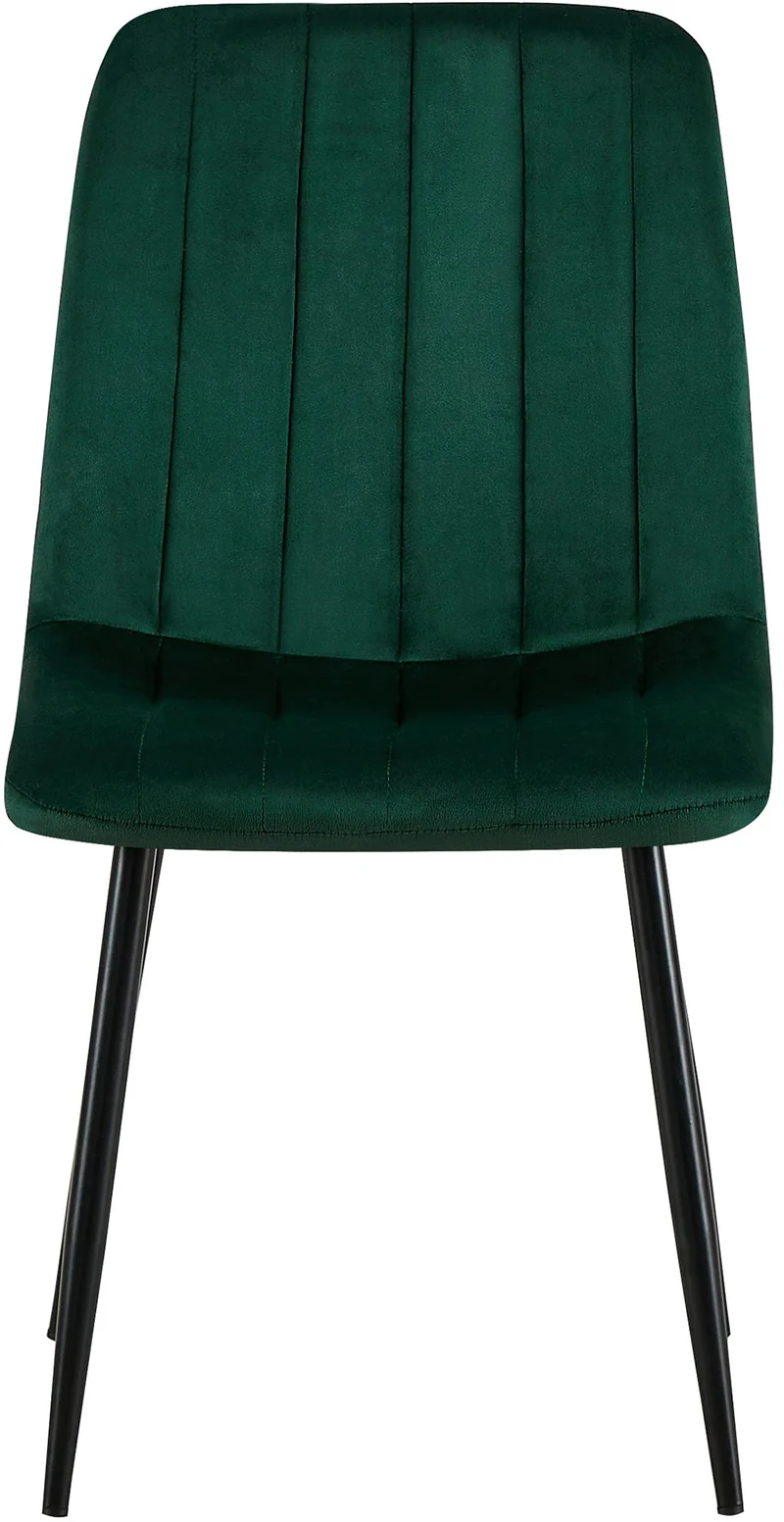 Chaise de salle à manger x1 coutures décoratives verticales assise en velours vert pieds en métal noir 10_0002200