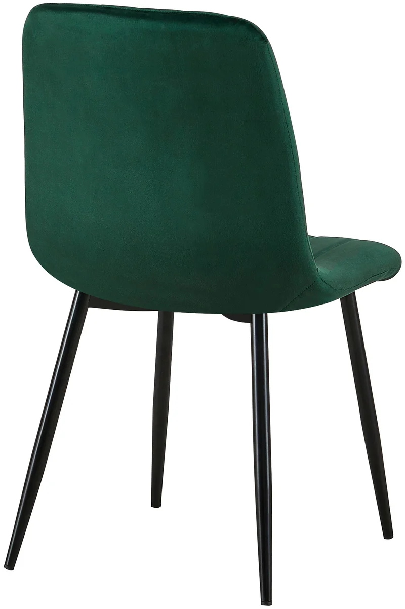 Chaise de salle à manger x1 coutures décoratives verticales assise en velours vert pieds en métal noir 10_0002200