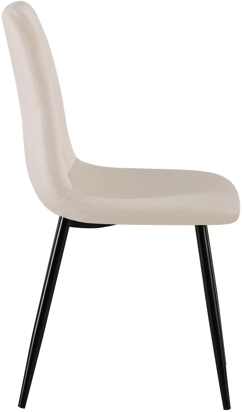 Chaise de salle à manger x1 coutures décoratives verticales assise en tissu velours crème pieds en métal noir 10_0002204