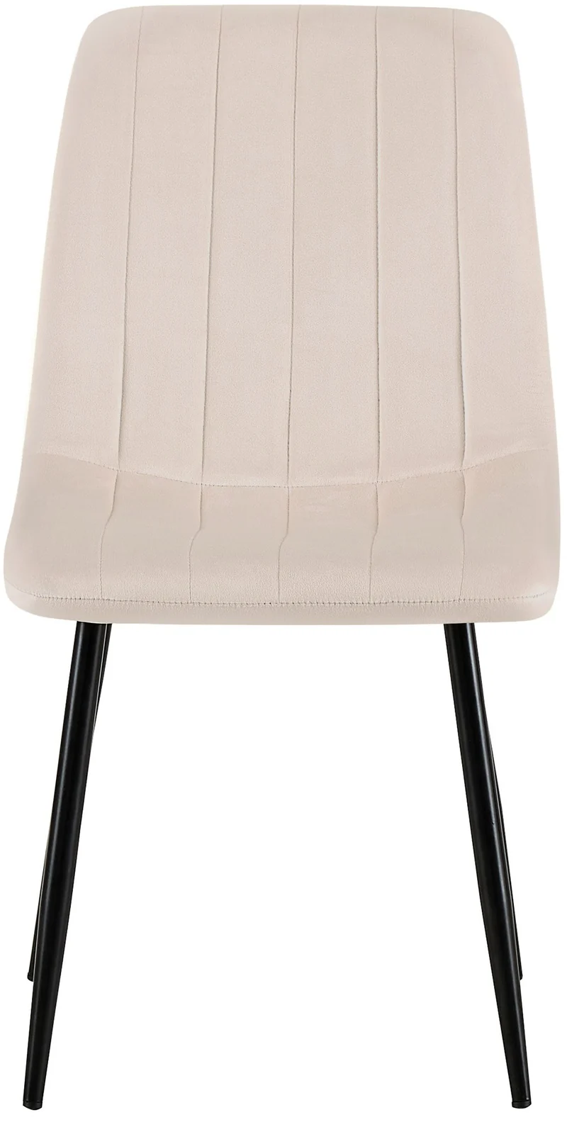 Chaise de salle à manger x1 coutures décoratives verticales assise en tissu velours crème pieds en métal noir 10_0002204
