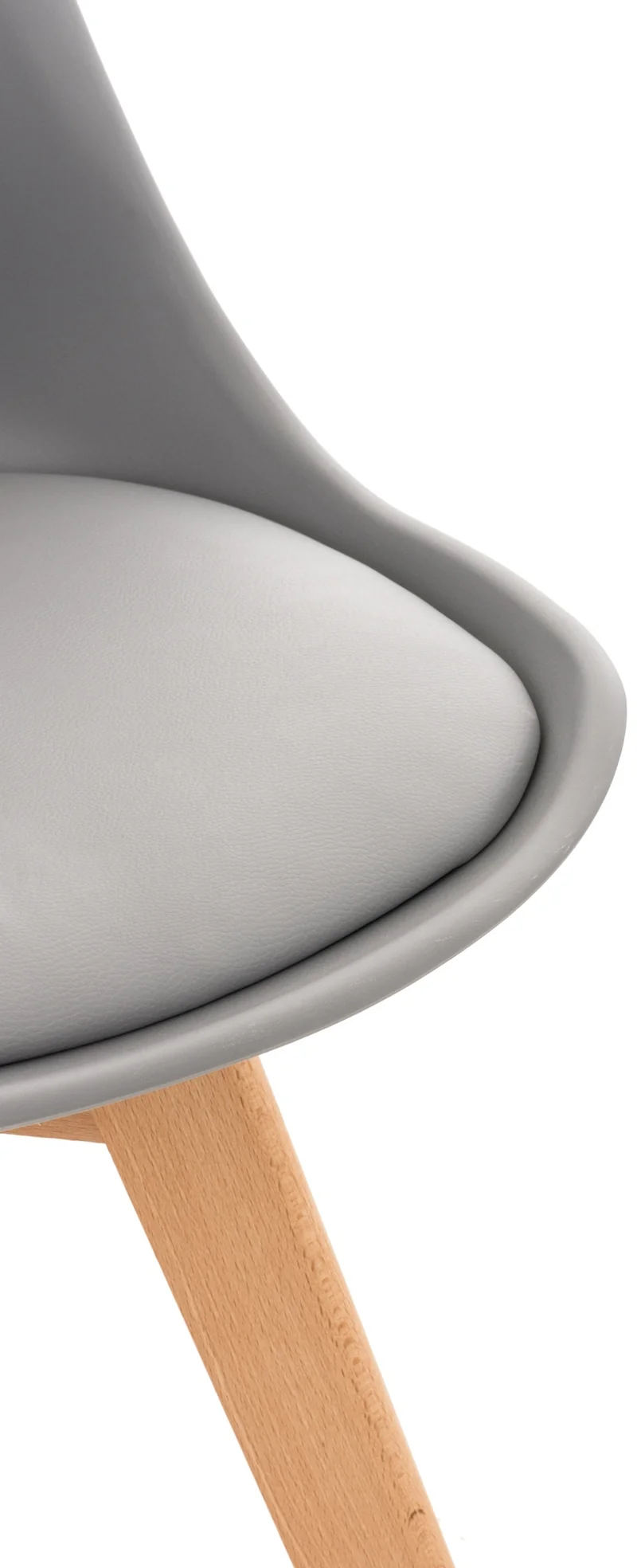Chaise de salle à manger x1 design scandinave en plastique et PVC gris et pieds en bois clair 10_0002272