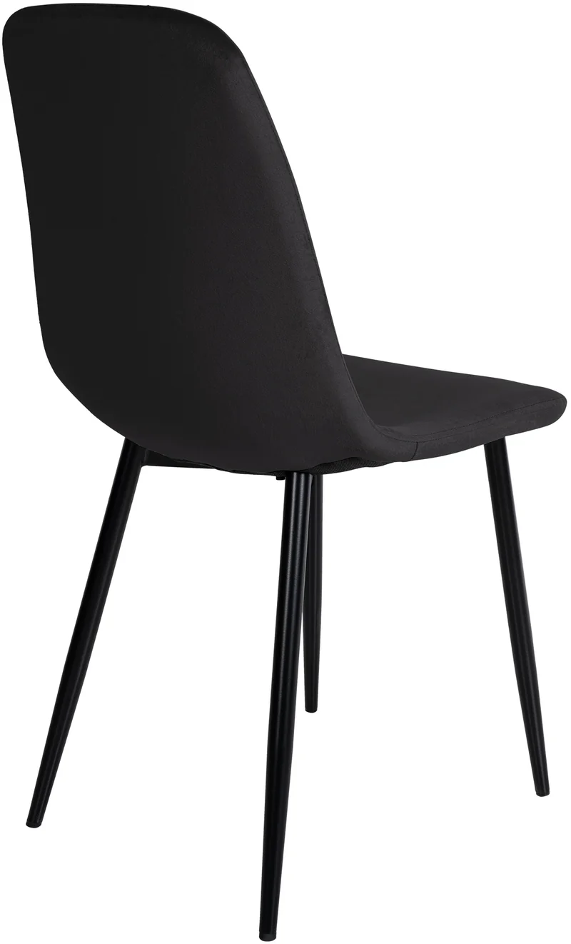 Chaise de salle à manger x1 design simple avec pieds en métal noir assise en velours noir 10_0002063