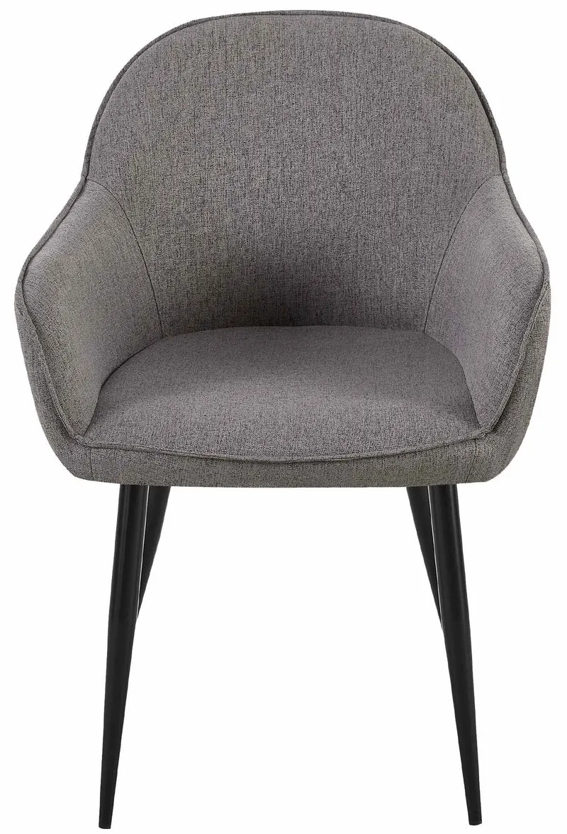 Chaise de salle à manger moderne et confortable en tissu gris foncé et pieds en métal noir 10_0002000