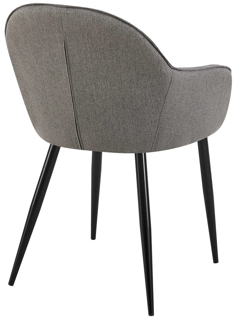 Chaise de salle à manger moderne et confortable en tissu gris foncé et pieds en métal noir 10_0002000