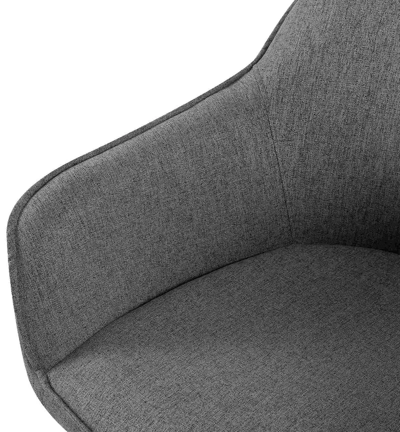 Chaise de salle à manger moderne et confortable en tissu gris foncé et pieds en métal noir 10_0002000