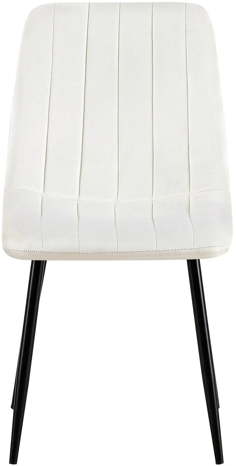 Chaise de salle à manger x1 coutures décoratives verticales assise en tissu velours blanc crème pieds en métal noir 10_0002203