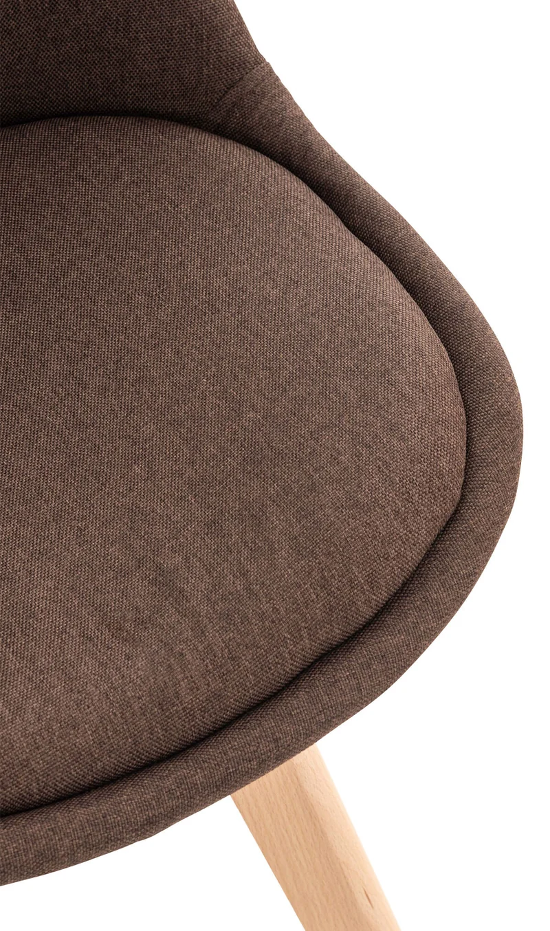 Chaise de salle à manger x1 design scandinave en tissu marron et pieds en bois clair 10_0002289