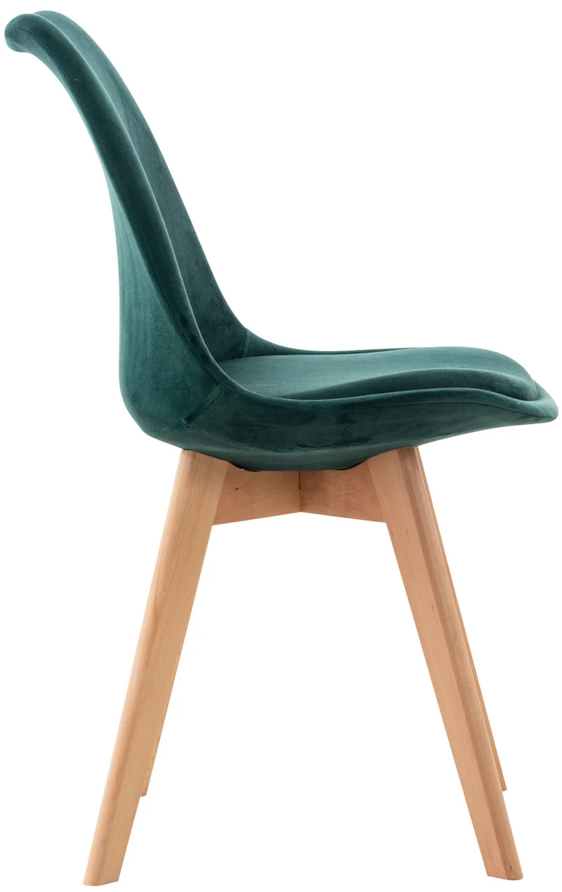 Chaise de salle à manger x1 design scandinave en velours vert et pieds en bois clair 10_0002288