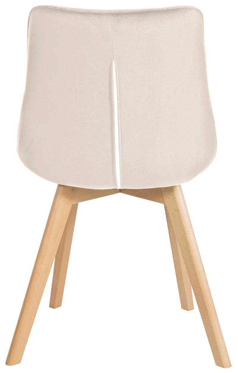 Chaise de salle à manger x1 design scandinave coutures carrées en velours crème pieds en bois clair 10_0002191