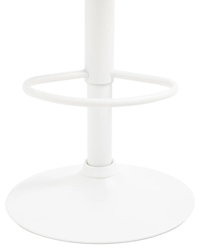 Tabouret de bar en velours rembourré crème base trompette métal blanc mat TDB10415