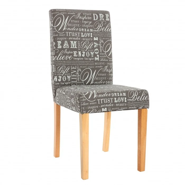 Lot de 4 chaises de salle à manger en tissu imprimé gris pieds clairs CDS04119