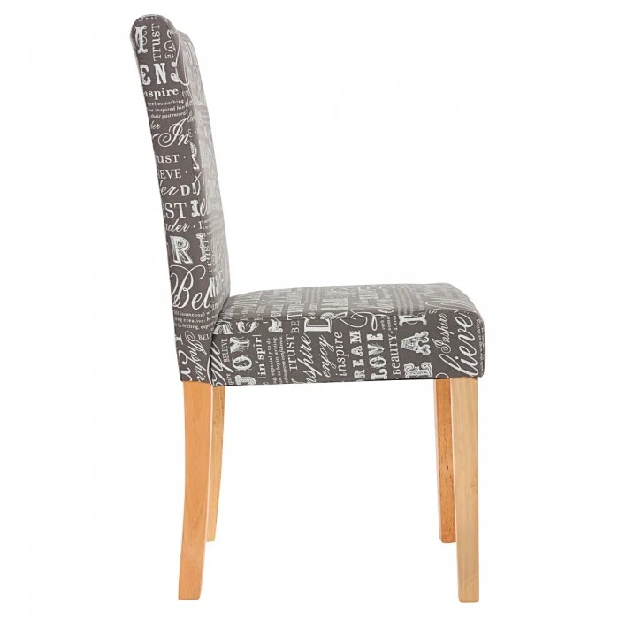 Lot de 4 chaises de salle à manger en tissu imprimé gris pieds clairs CDS04119