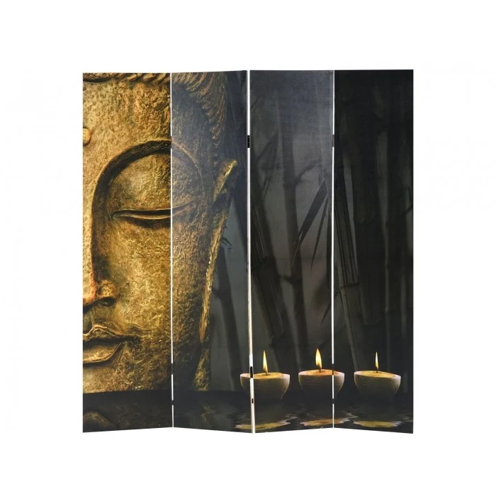 Paravent 4 panneaux pans recto bouddha verso harmony 180x160 cm PAR04022