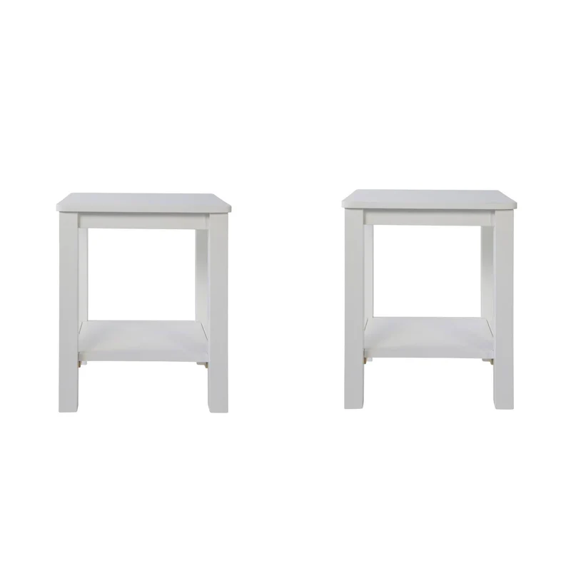 Lot de 2 tables de chevet tabourets modernes et intemporels en bois blanc MOC06021