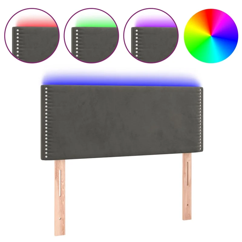 Tête de lit accessoire couchage chambre à coucher meuble à LED 90 x 5 x 78/88 cm tissu velours gris foncé TDL0200995