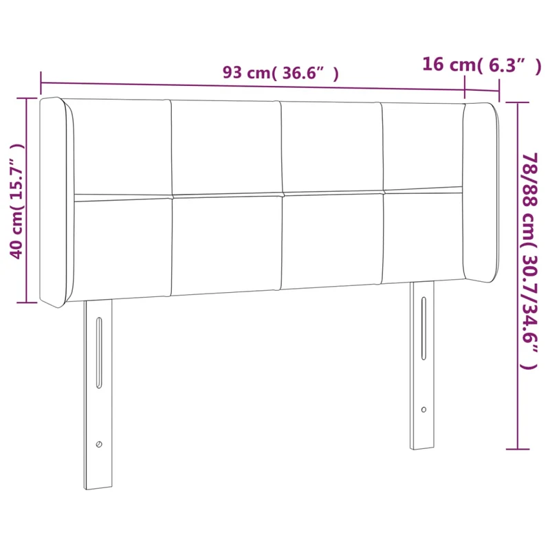 Tête de lit accessoire couchage chambre à coucher meuble à LED 93 x 16 x 78/88 cm tissu velours gris foncé TDL0200970