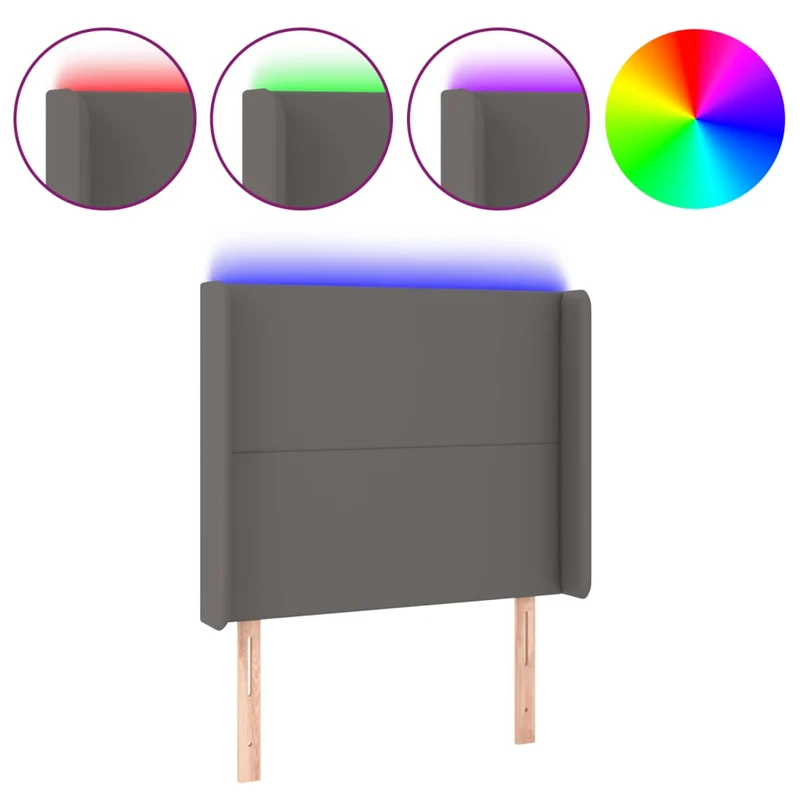 Tête de lit accessoire couchage chambre à coucher meuble à LED 93 x 16 x 118/128 cm synthétique gris TDL0201468
