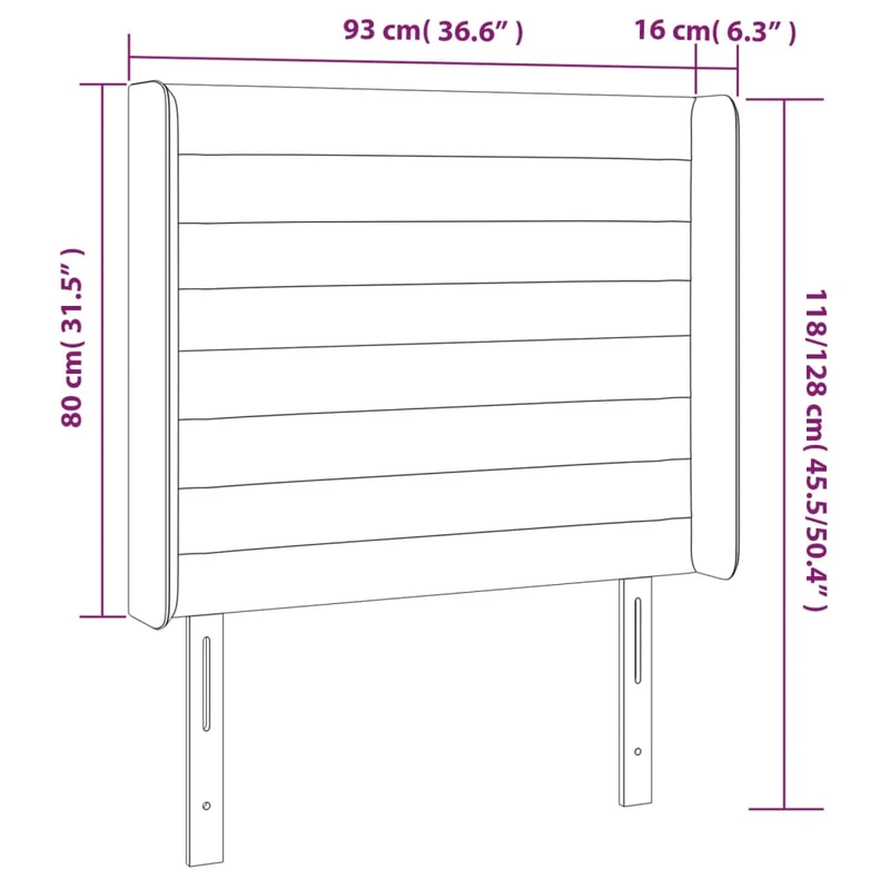 Tête de lit accessoire couchage chambre à coucher meuble à LED 93 x 16 x 118/128 cm tissu gris foncé TDL0200987