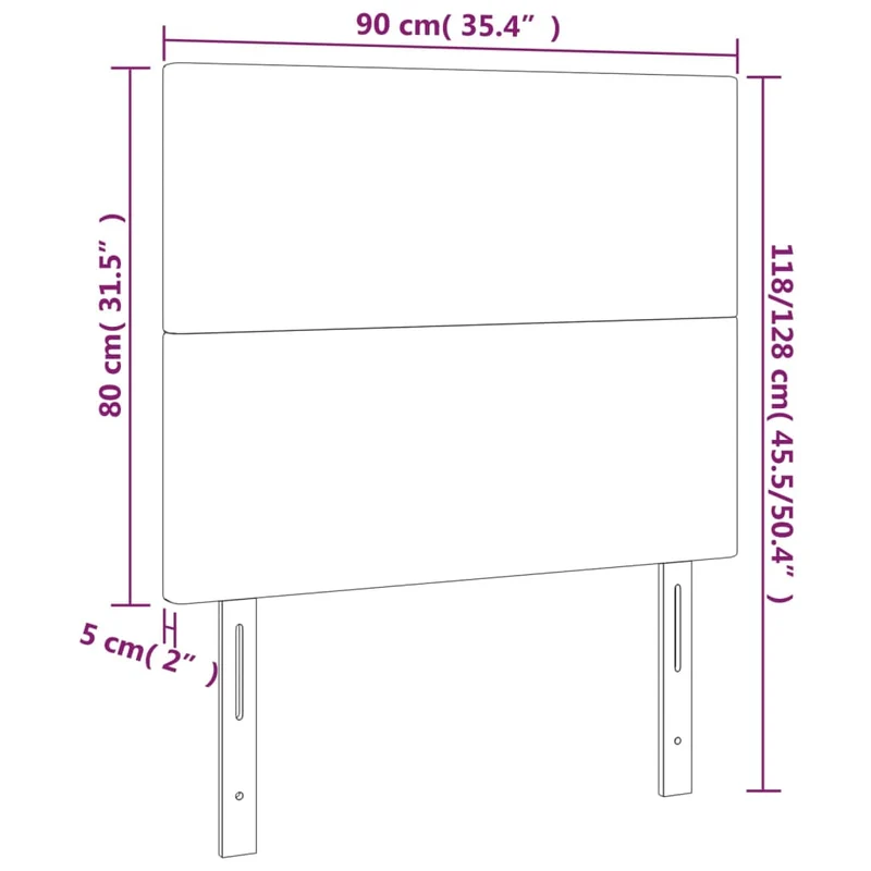 Tête de lit accessoire couchage chambre à coucher meuble à LED 90 x 5 x 118/128 cm tissu velours gris foncé TDL0201004