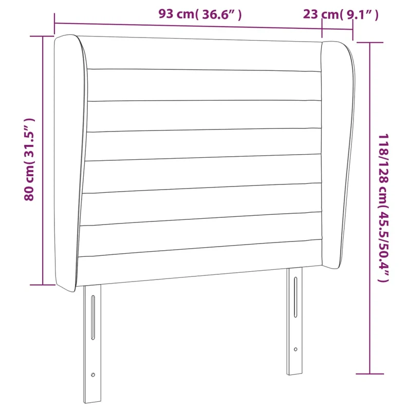 Tête de lit accessoire couchage chambre à coucher meuble avec rebord latéral 93 x 23 x 118/128 cm tissu gris foncé TDL0204855
