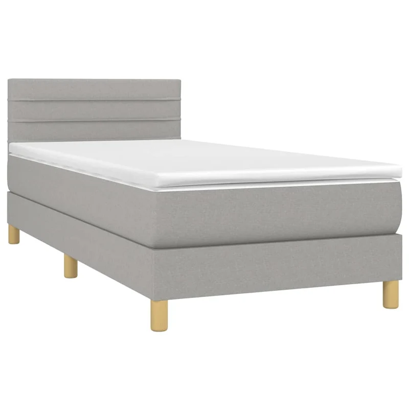 Cadre de lit LED avec sommier tête de lit matelas 90x200cm tissu gris clair TDL0209459