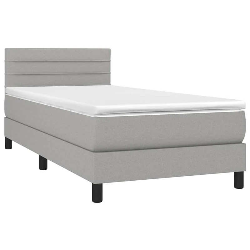Cadre de lit LED avec sommier tête de lit matelas 90x200cm tissu gris clair TDL0209446
