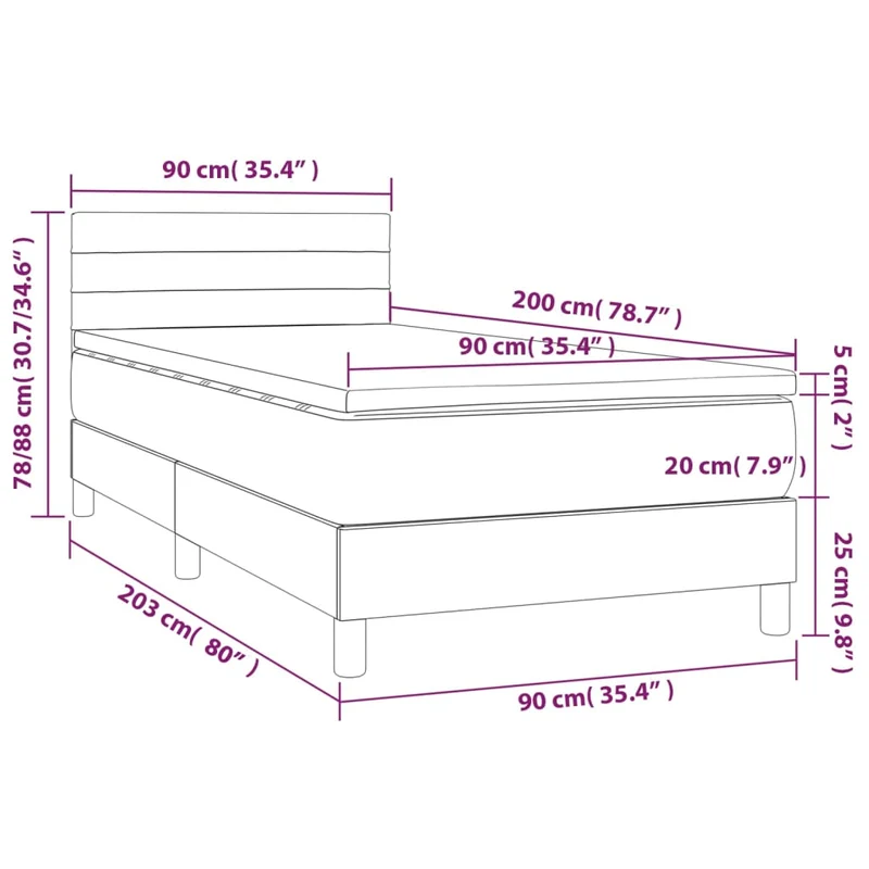 Cadre de lit LED avec sommier tête de lit matelas 90x200cm tissu gris clair TDL0209446