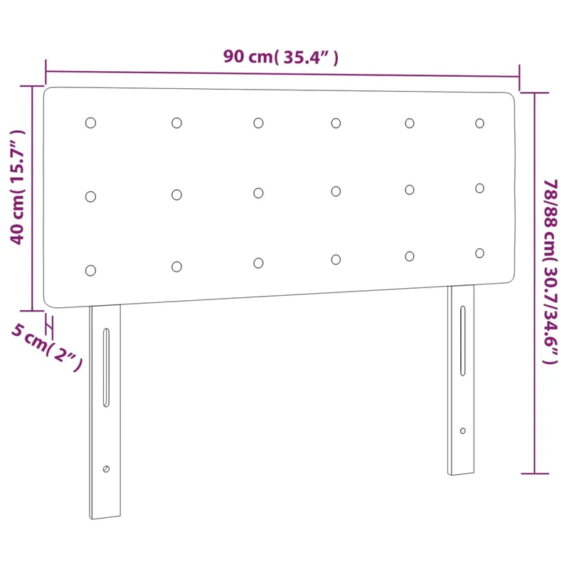 Tête de lit accessoire couchage chambre à coucher meuble 90 x 5 x 78/88 cm tissu velours noir TDL0202072