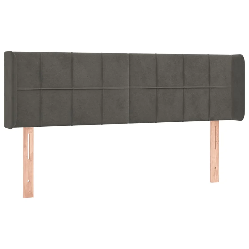 Tête de lit accessoire couchage chambre à coucher meuble avec rebord latéral 147 x 16 x 78/88 cm tissu velours gris foncé TDL0205007