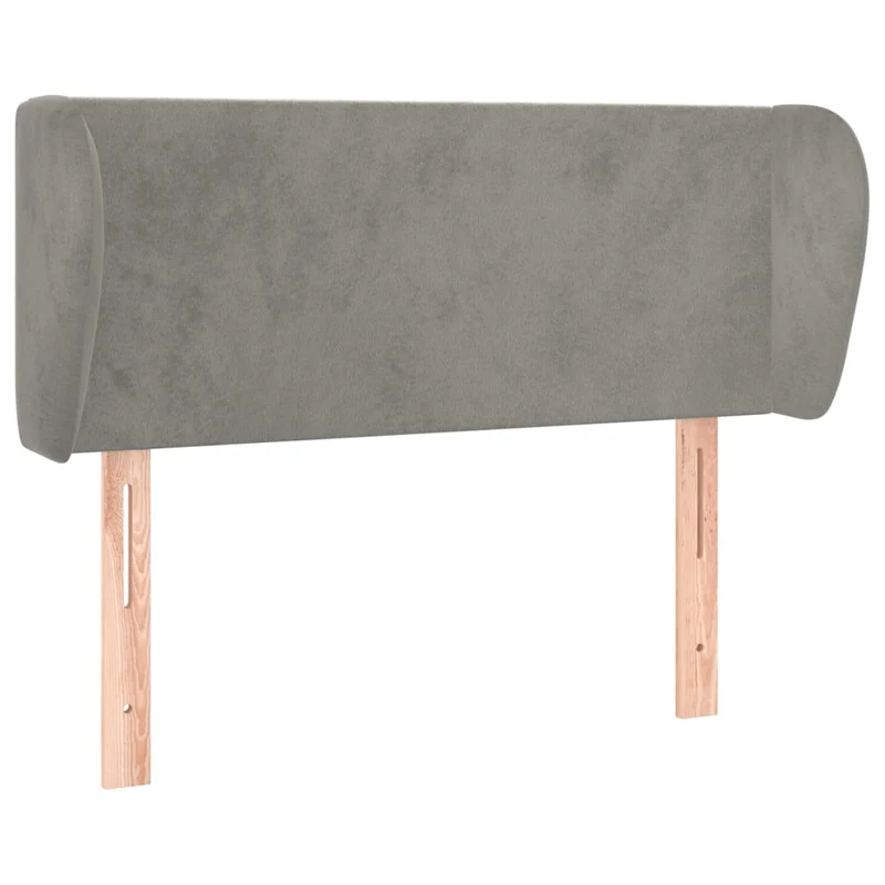 Tête de lit accessoire couchage chambre à coucher meuble avec rebord latéral 93 x 23 x 78/88 cm tissu velours gris clair TDL0205077