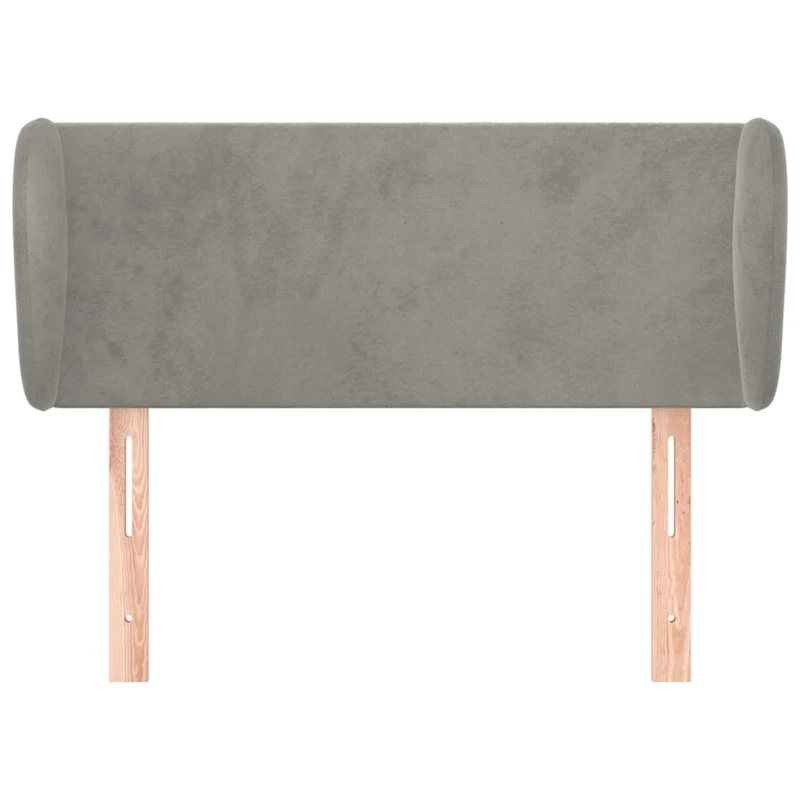 Tête de lit accessoire couchage chambre à coucher meuble avec rebord latéral 93 x 23 x 78/88 cm tissu velours gris clair TDL0205077