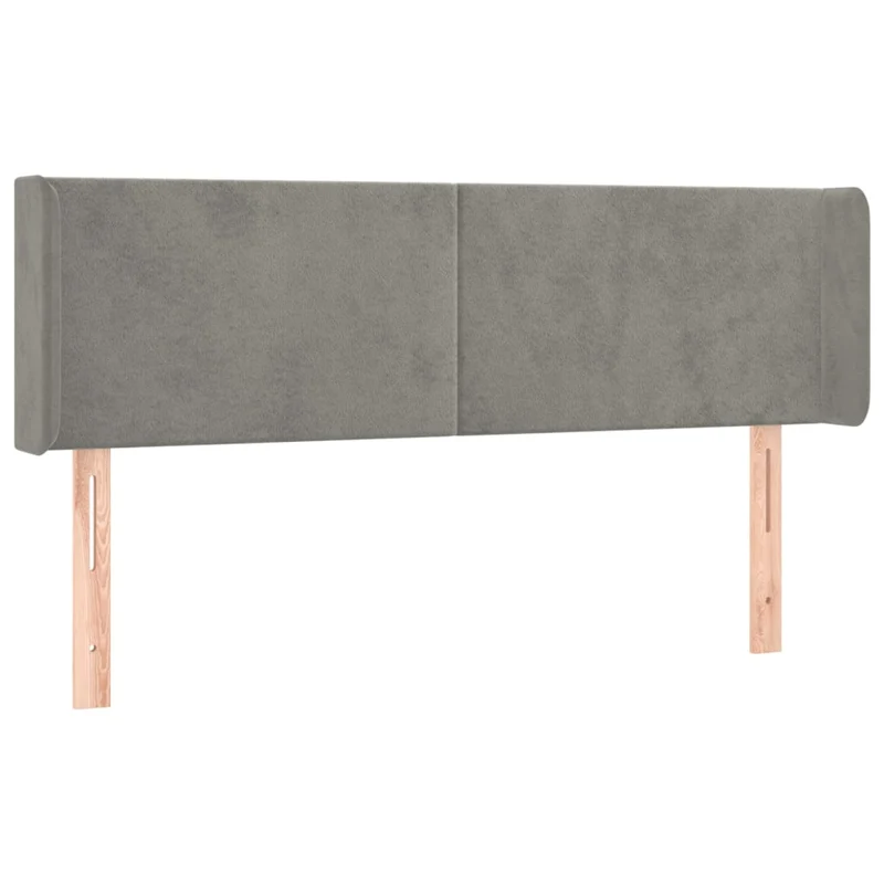 Tête de lit accessoire couchage chambre à coucher meuble avec rebord latéral 147 x 16 x 78/88 cm tissu velours gris clair TDL0205257
