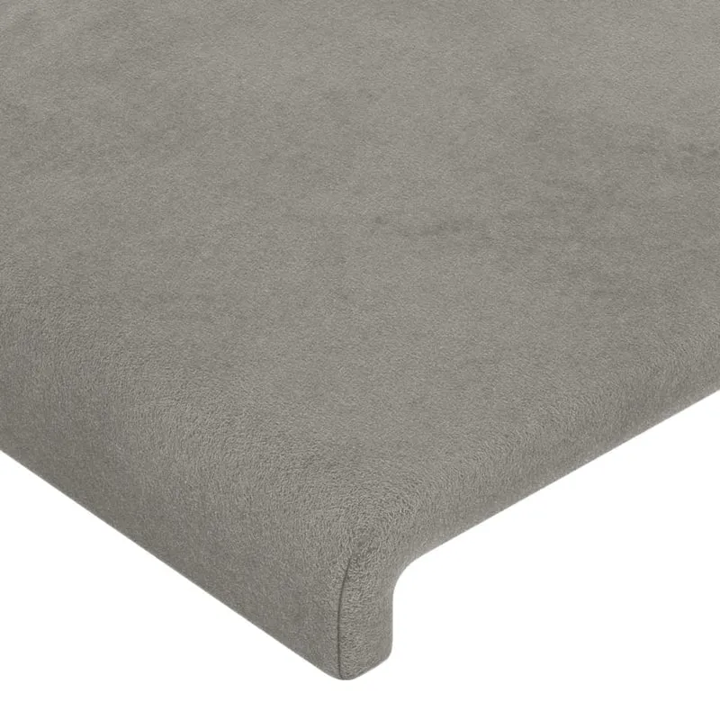 Tête de lit accessoire couchage chambre à coucher meuble avec rebord latéral 147 x 16 x 78/88 cm tissu velours gris clair TDL0205257