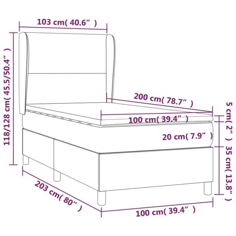 Cadre de lit LED avec sommier tête de lit matelas surmatelas 100x200 cm tissu gris clair TDL0207941