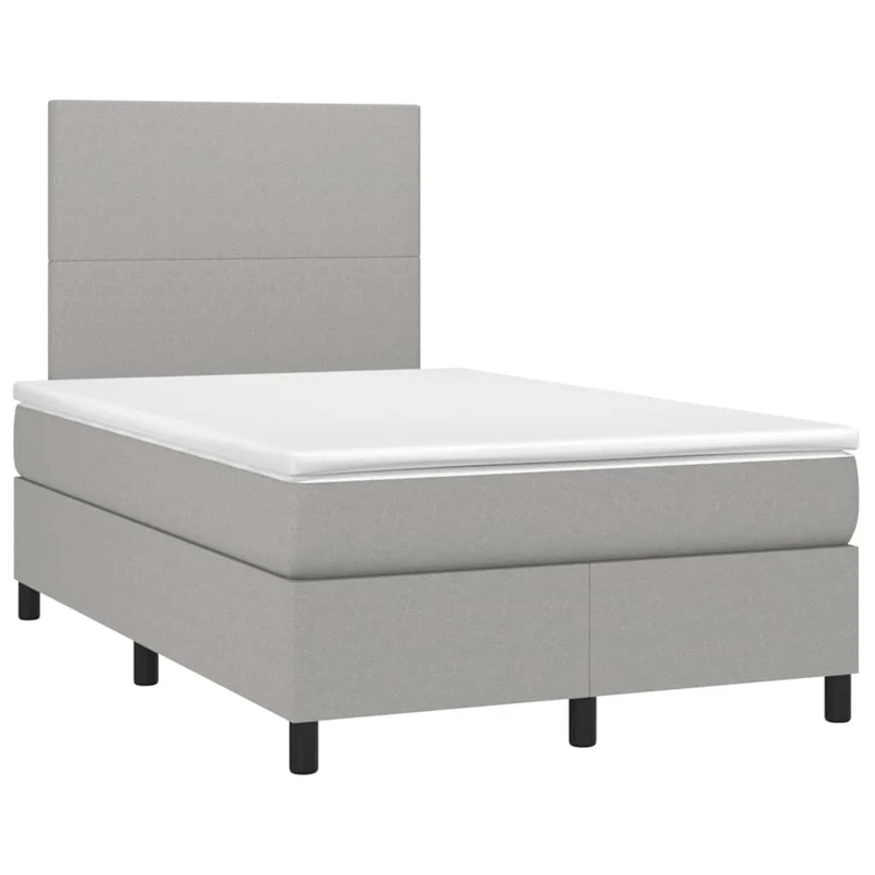 Cadre de lit LED avec sommier tête de lit matelas surmatelas 120x200 cm tissu gris clair TDL0207899