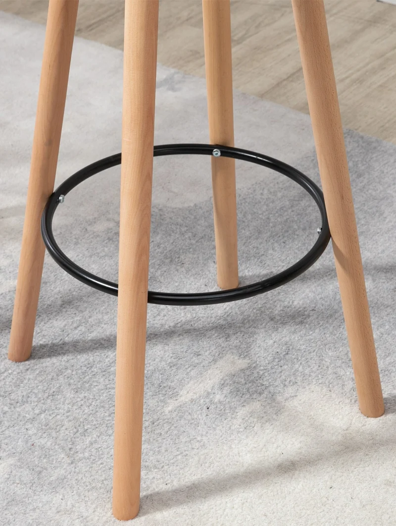 Table haute ronde avec repose-pieds hauteur 107 cm en MDF noir design scandinave TAB10069