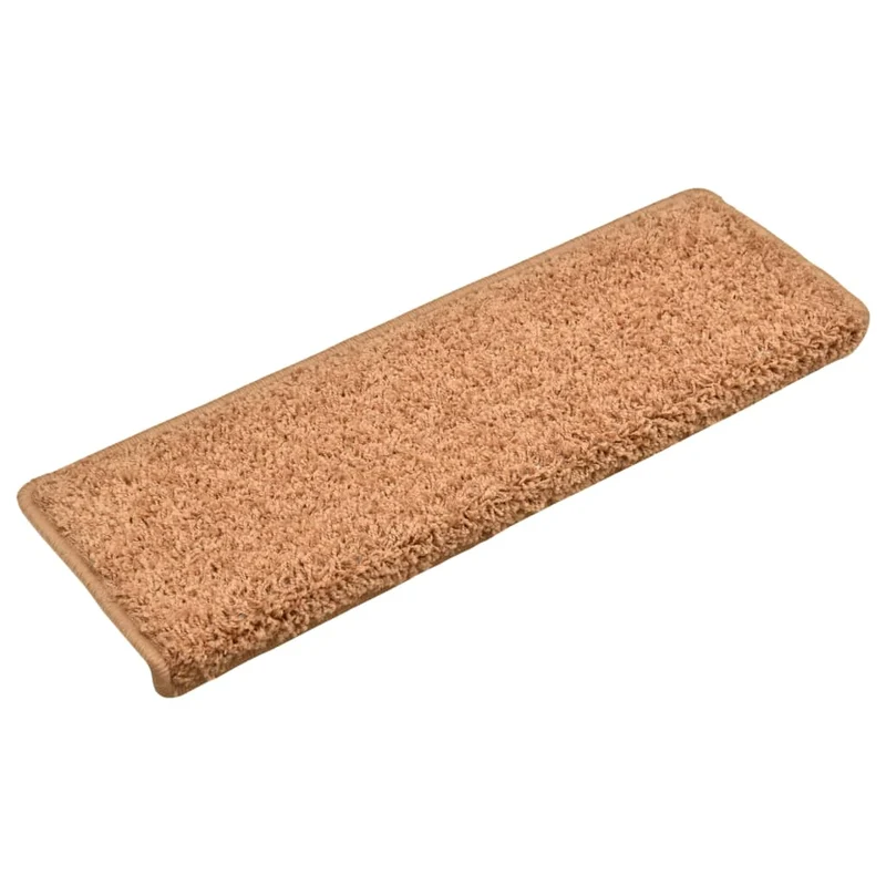 Tapis d'escalier 15 pièces 65x25 cm Marron DEC023822