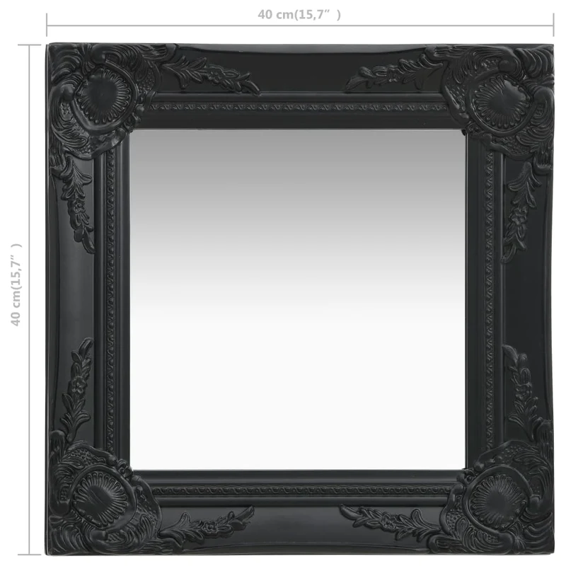 Miroir mural carré style baroque 40x40 cm Noir DEC022849
