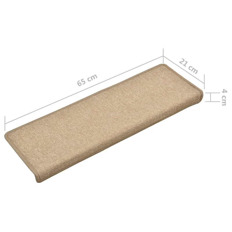 Tapis d'escalier 15 pièces 65x25 cm Taupe DEC023816