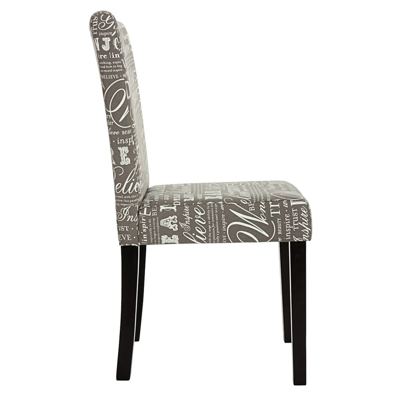 Lot de 4 chaises de salle à manger en tissu imprimé gris pieds foncés CDS04120