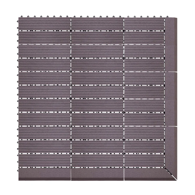 Set de 11 dalles de terrasse aspect bois WPC pour balcon jardin terrasse 30x30cm 1m² base Anthracite linéaire 04_0005494